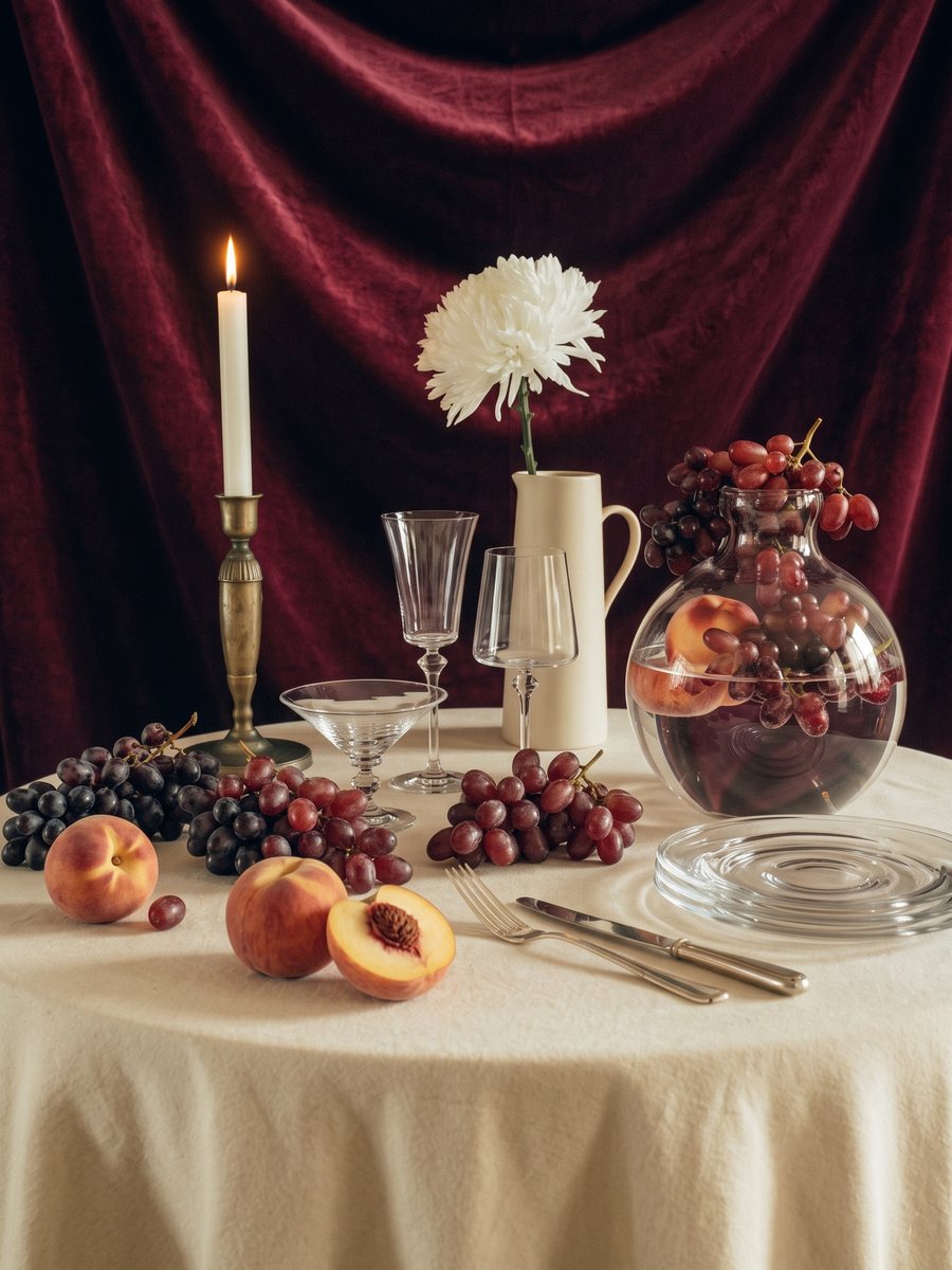 Home product visual: candlelit table setting